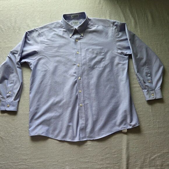 Vtg LL Bean Shirt Mens 17 1/2 35 Blue Button Down Single Needle Long Sleeve - Picture 1 of 11